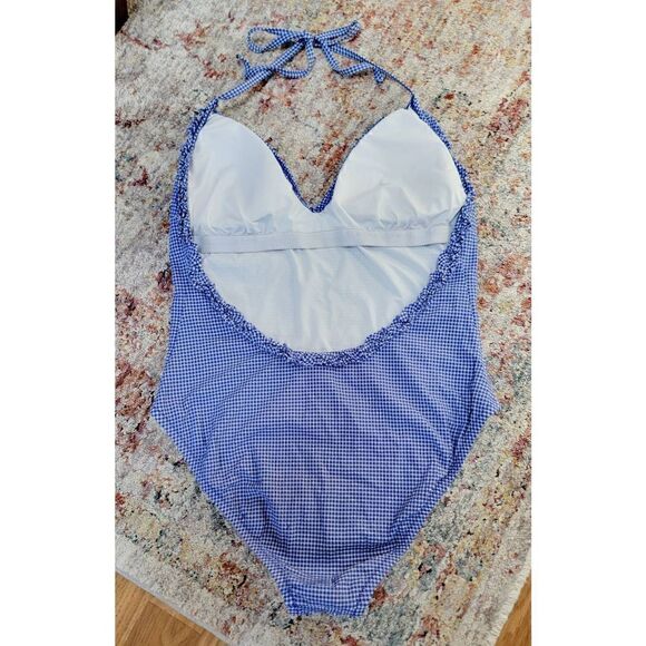 J.Crew Ruffle Halter Gingham Onepiece Swimsuit 10 - Picture 4 of 10